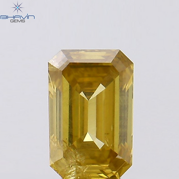 0.51 CT Natural Emerald Diamond Orange Color Clarity SI2 (5.69 MM)