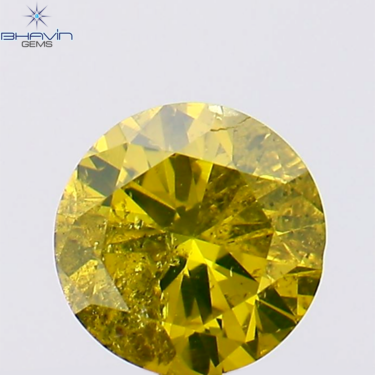 0.31 CT ラウンド シェイプ ナチュラル ダイヤモンド グリーン イエロー カラー I1 クラリティ (4.39 MM)