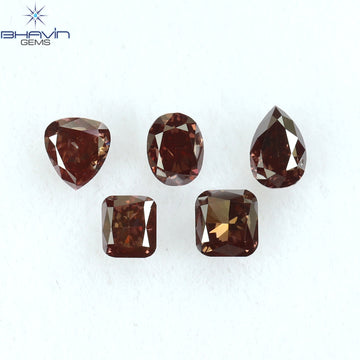0.60 CT/5 個 ミックス シェイプ ナチュラル ルース ダイヤモンド ピンク カラー SI1 クラリティ (3.66 MM)