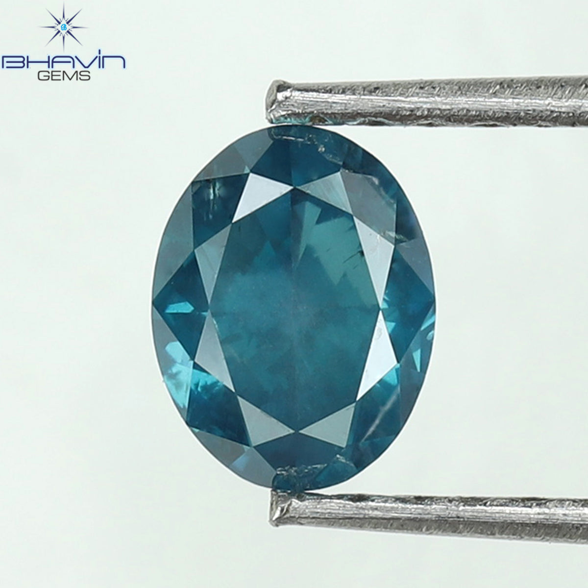 0.65 CT Oval Natural Diamond Enhanced Greenish Blue Color Clarity SI1 (5.70 MM)