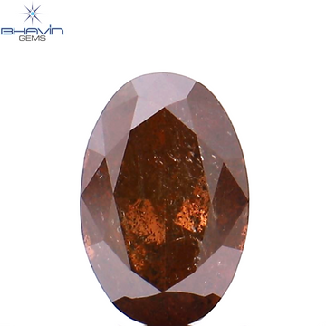 0.90 CT Natural Oval Diamond Enhanced Brown Pink Color Clarity I1 (7.07 MM)