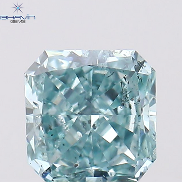 0.30 CT Radiant Shape Natural Diamond Greenish Blue Color SI2 Clarity (3.98 MM)