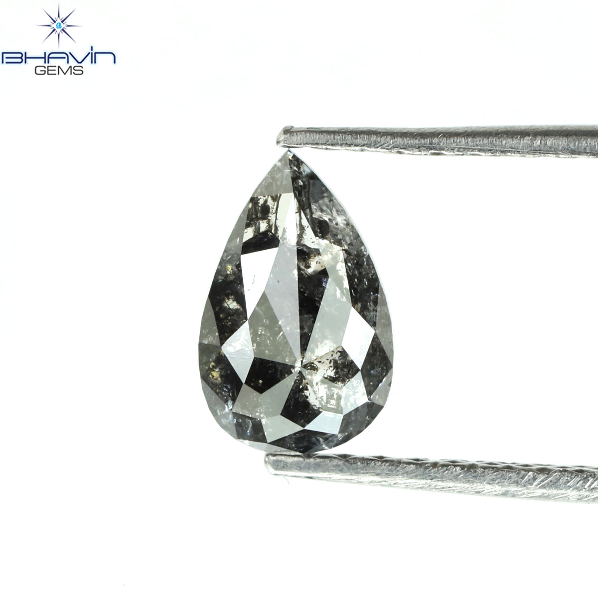 0.39 CT ペアシェイプ ナチュラル ルース ダイヤモンド ソルト アンド ペッパー カラー I3 クラリティ (5.27 MM)