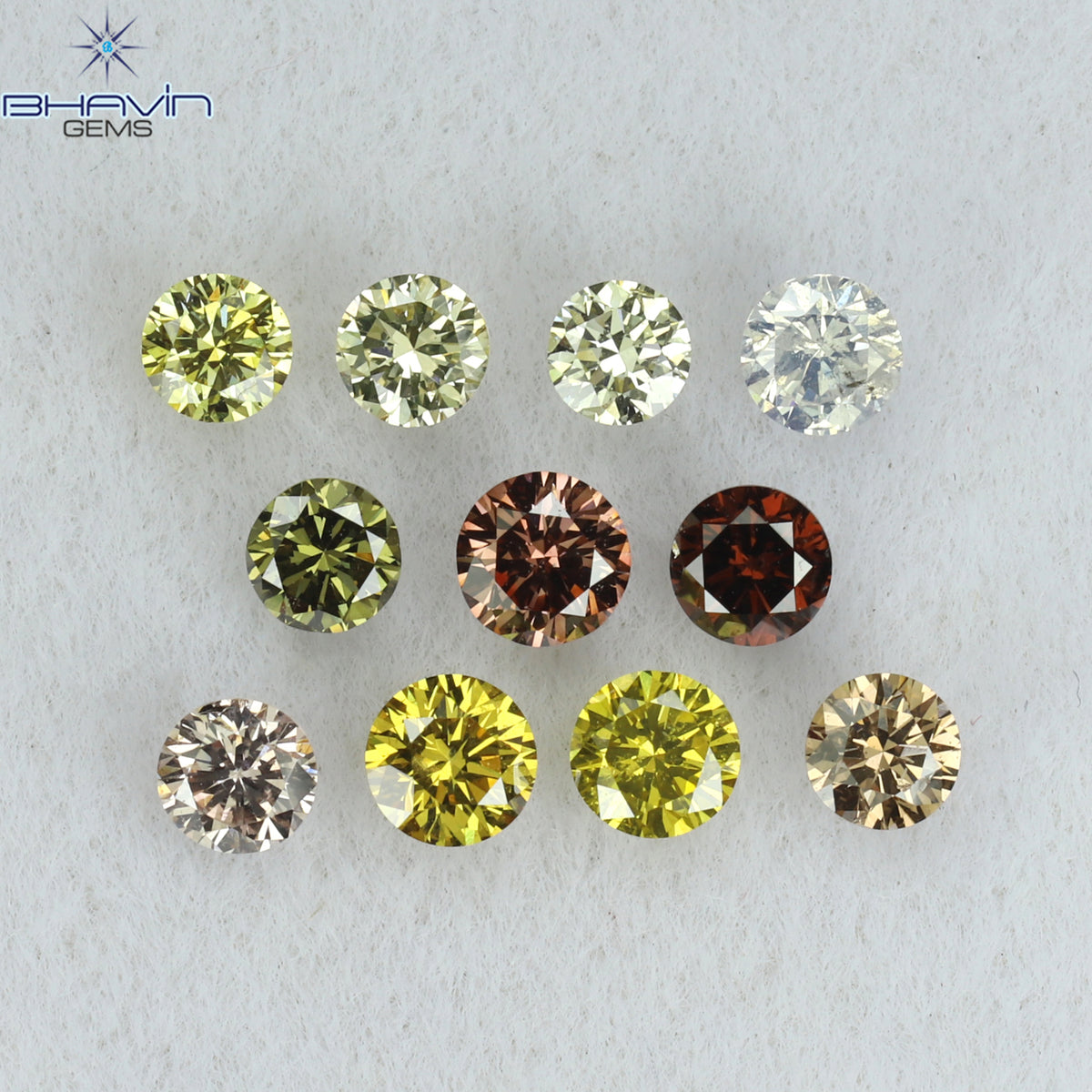 0.05 CT/5 ピース ラウンド シェイプ ナチュラル ルース ダイヤモンド ピンク カラー I1 クラリティ (0.05 MM)