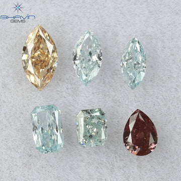 0.39 CT/6 Pcs Natural Mix Diamond Enhanced Mix Color Clarity VS-SI (4.14 MM)