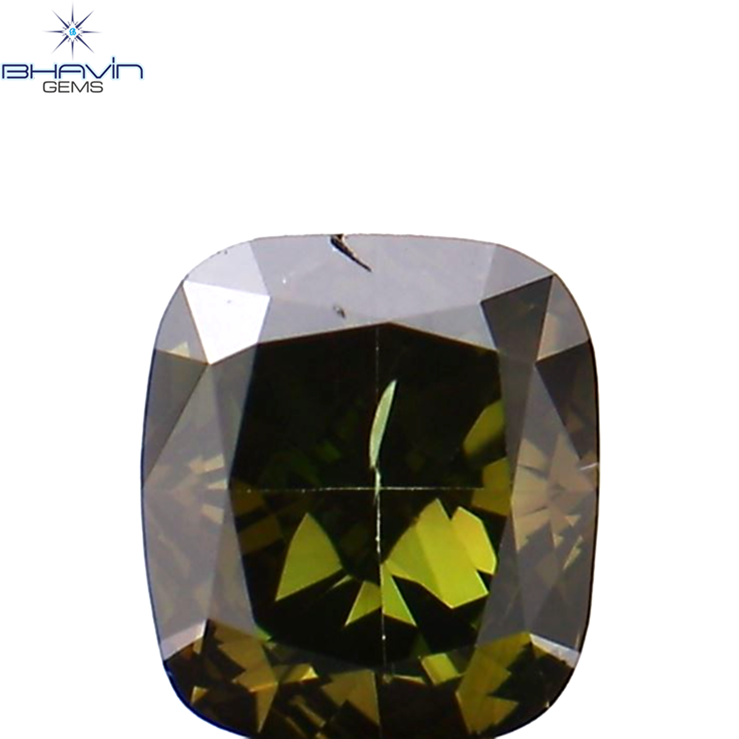 0.37 CT Cushion Shape Natural Loose Diamond Enhanced Green Color SI1 Clarity (4.33 MM)