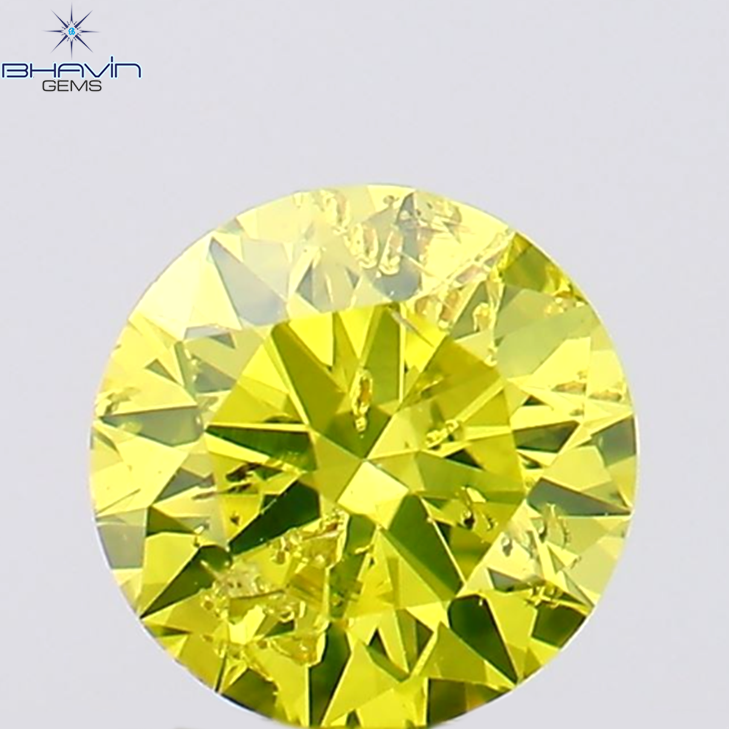 0.26 CT ラウンド シェイプ 天然ダイヤモンド 緑がかった黄色 色 SI1 クラリティ (4.11 MM)
