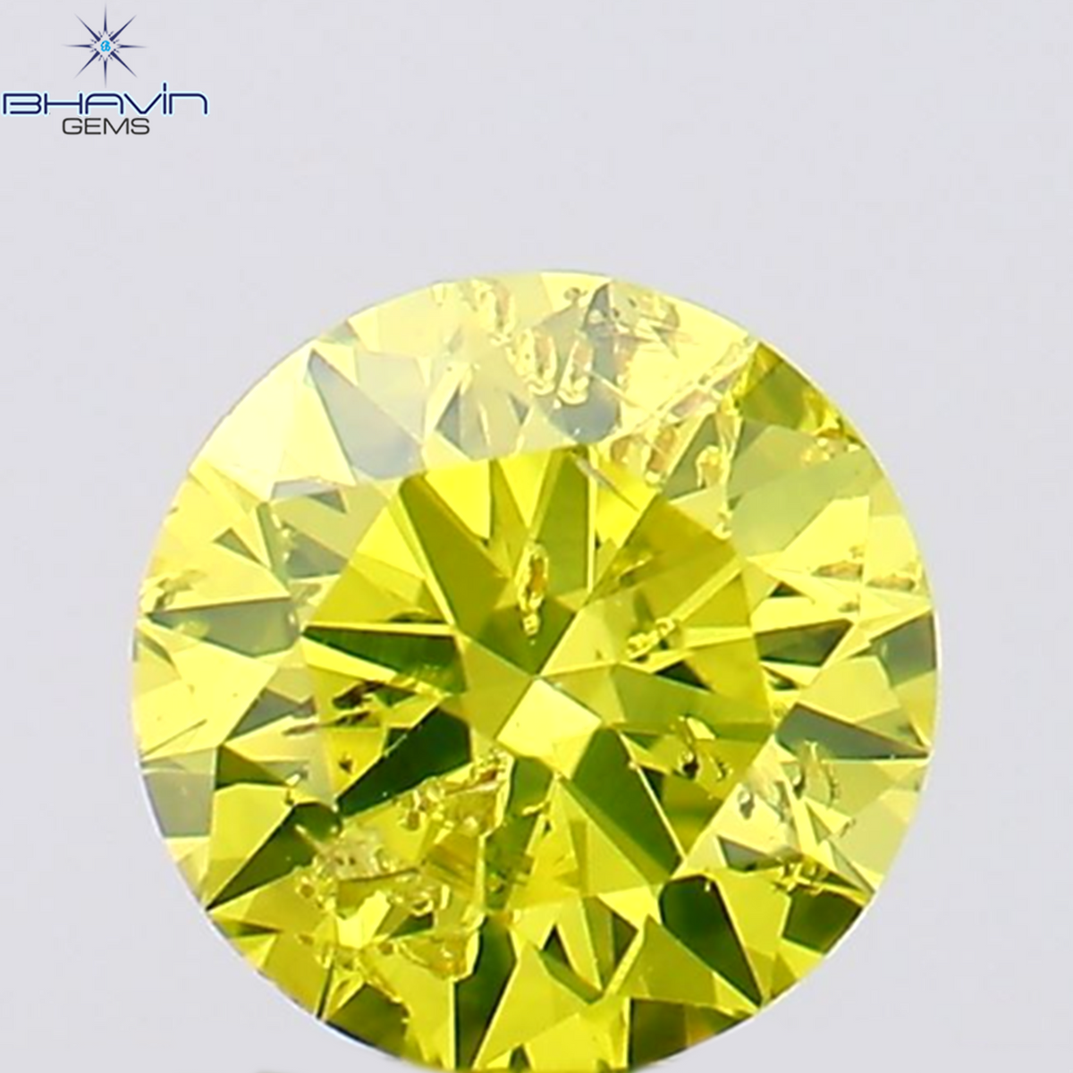0.26 CT Natural Round Diamond Enhanced Greenish Yellow Color Clarity SI1 (4.11 MM)