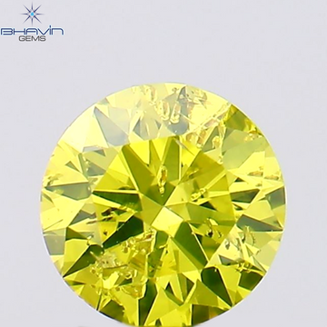 0.26 CT Natural Round Diamond Enhanced Greenish Yellow Color Clarity SI1 (4.11 MM)