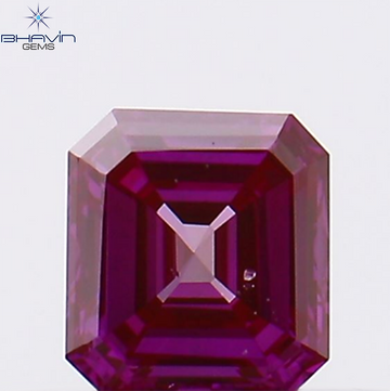 0.24 CT Natural Asscher Diamond Enhanced Pink Color Clarity VS2 (3.74 MM)