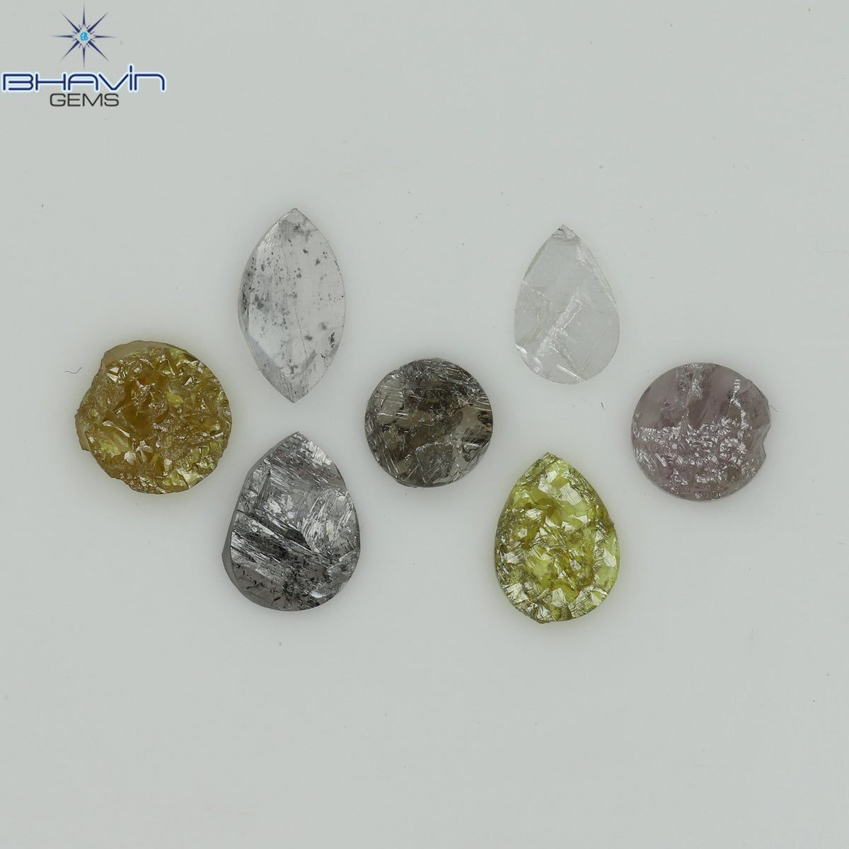 1.16 CT/7 Pcs Natural Uncut Diamond Mix Color Clarity I3 (5.93 MM)
