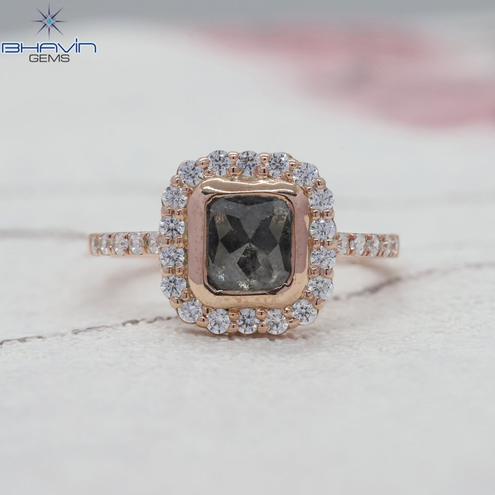 Cushion Diamond Salt And Pepper Diamond Natural Diamond Ring Gold Ring Engagement Ring