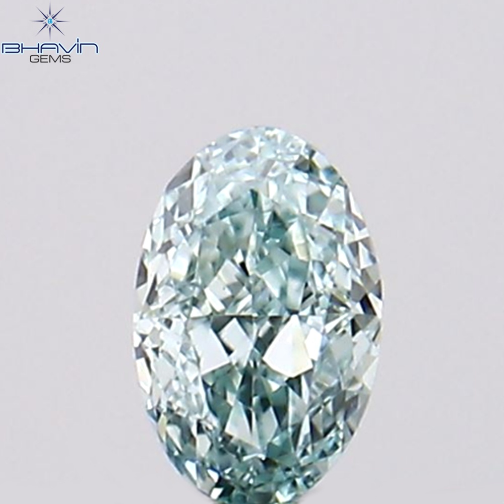 0.12 CT Natural Oval Diamond Enhanced Bluish Green Color Clarity VS1 (3.26 MM)
