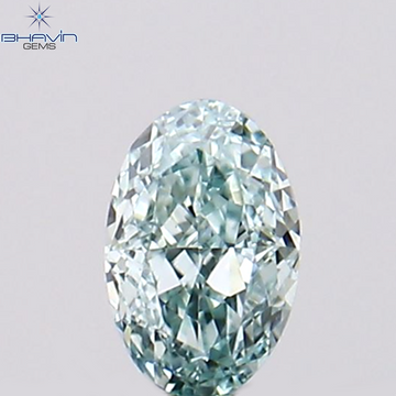 0.12 CT Natural Oval Diamond Enhanced Bluish Green Color Clarity VS1 (3.26 MM)