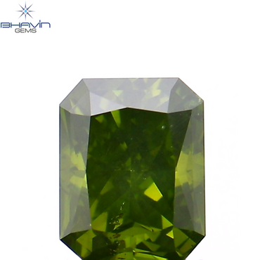 0.58 CT Radiant Shape Natural Diamond Green Color SI1 Clarity (5.26 MM)