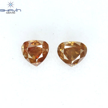 0.41 CT/2 ピース ハートシェイプ ナチュラル ルース ダイヤモンド ピンク カラー I1 クラリティ (3.84 MM)