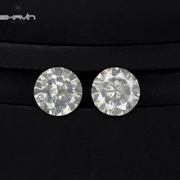 0.49 CT/2 Pcs Round Shape Natural Loose Diamond White Color I3 Clarity (4.19 MM)
