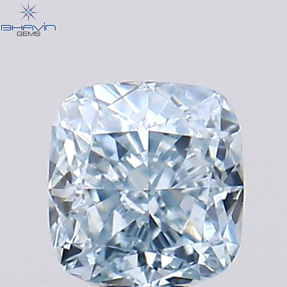0.23 CT クッション シェイプ 天然ダイヤモンド グリーンがかったブルー カラー VS2 クラリティ (3.30 MM)