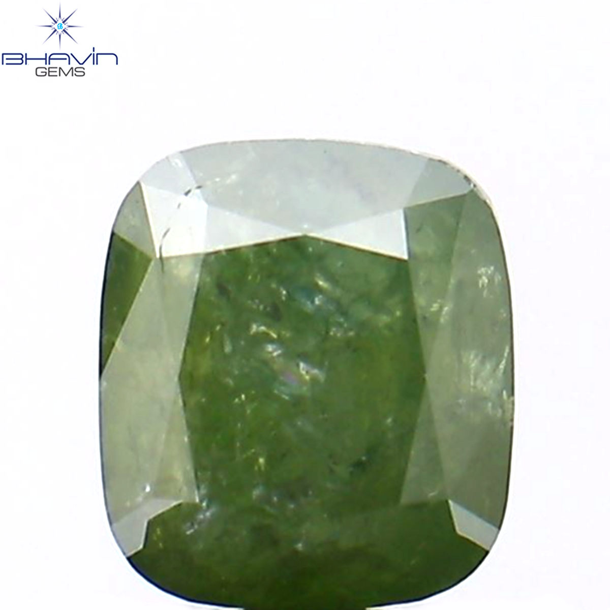 0.74 CT Natural Cushion Diamond Enhanced Green Color Clarity I3 (4.85 MM)