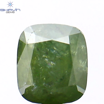 0.74 CT Natural Cushion Diamond Enhanced Green Color Clarity I3 (4.85 MM)