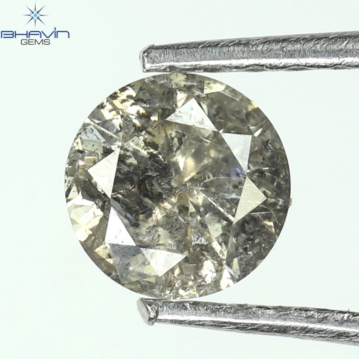 0.41 CT ラウンド シェイプ ナチュラル ルース ダイヤモンド ソルト アンド ペッパー カラー I3 クラリティ (4.77 MM)