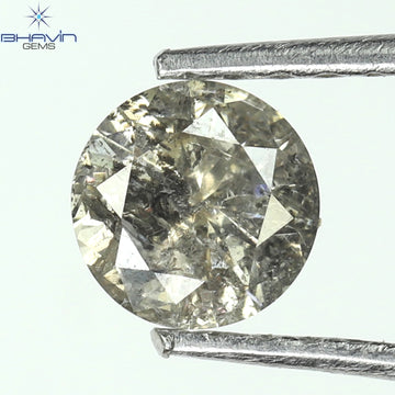 0.41 CT ラウンド シェイプ ナチュラル ルース ダイヤモンド ソルト アンド ペッパー カラー I3 クラリティ (4.77 MM)