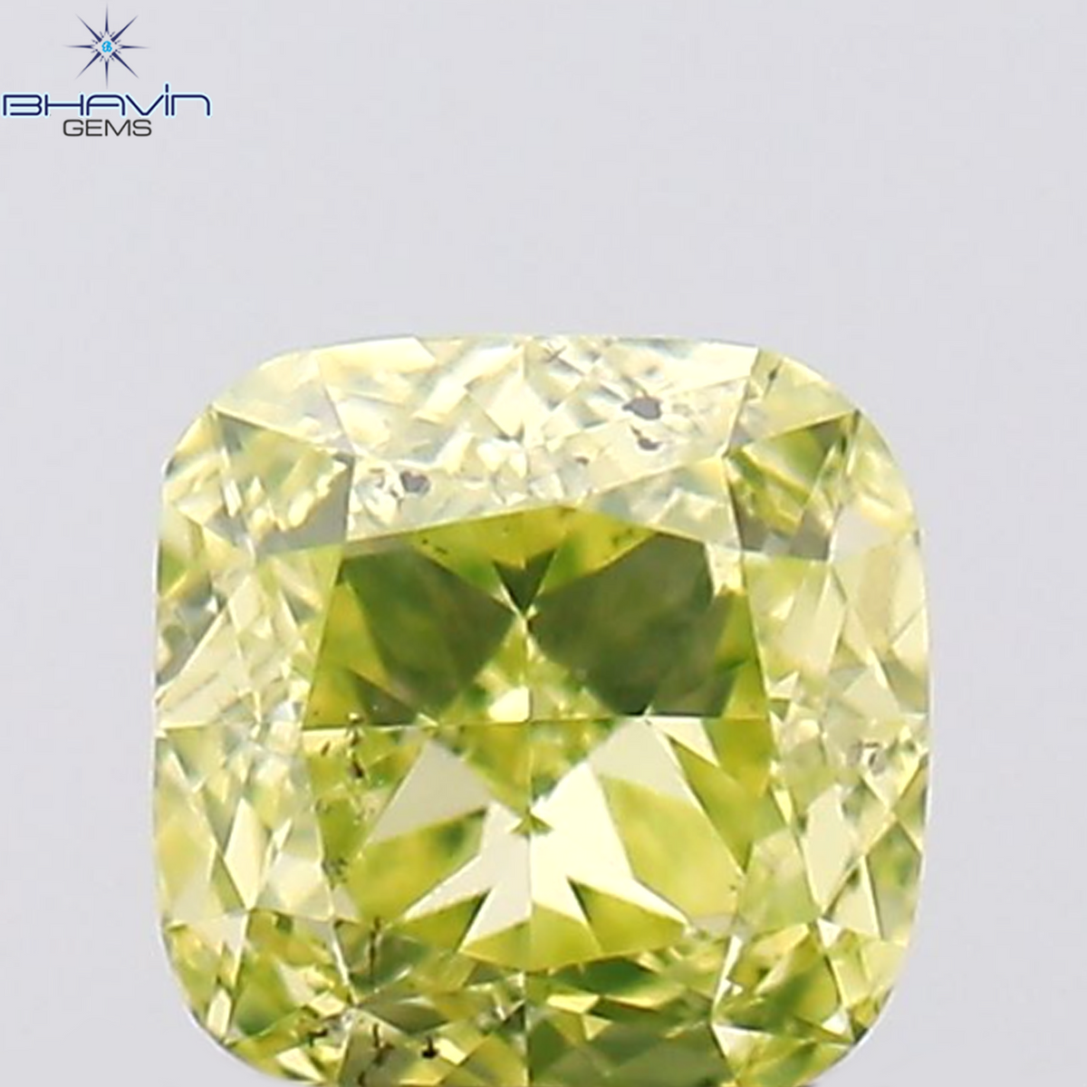 0.14 CT Natural Cushion Diamond Greenish Yellow Color Clarity SI1 (2.94 MM)