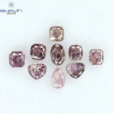 1.56 CT/9 Pcs Mix Shape Natural Diamond Pink Color I3 Clarity (4.30 MM)