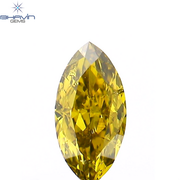 0.11 CT マーキス シェイプ ナチュラル ダイヤモンド グリーンがかったブルー カラー VVS1 クラリティ (4.91 MM)