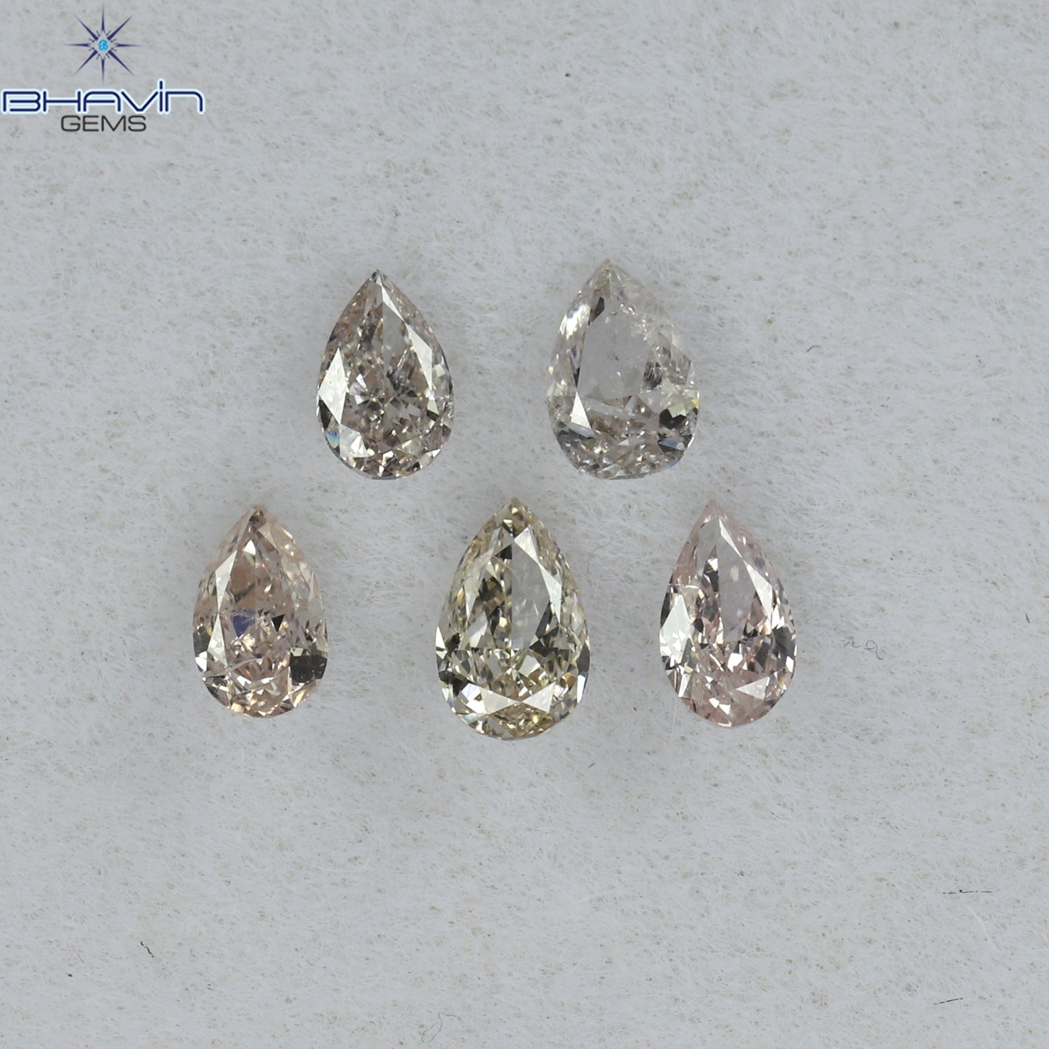 0.35 CT/5 Pcs Pear Shape Natural Diamond Pink Color SI Clarity (3.76 MM)
