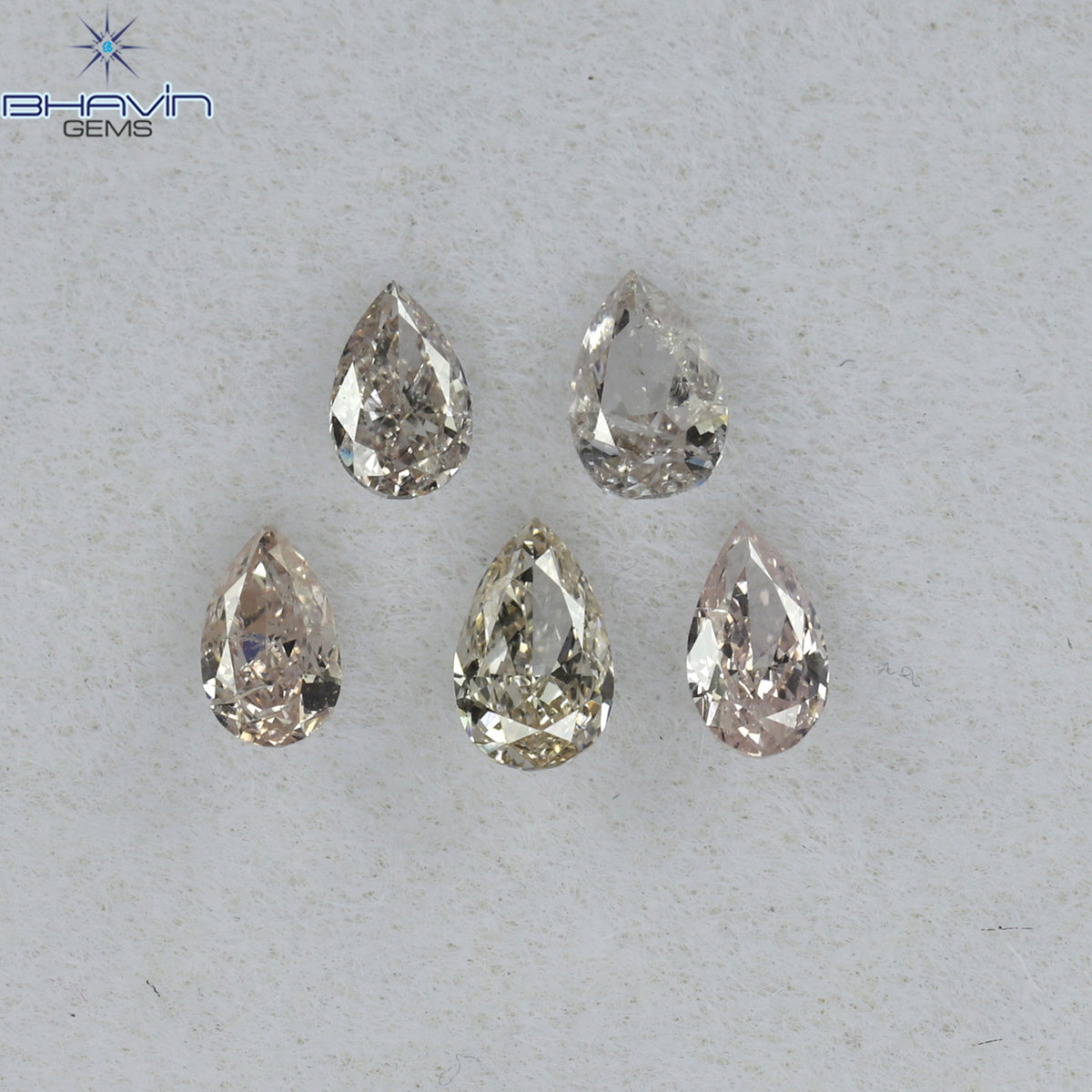 0.61 CT/6 ピース ペアシェイプ ナチュラル ダイヤモンド ミックス カラー VS2 クラリティ (3.97 MM)