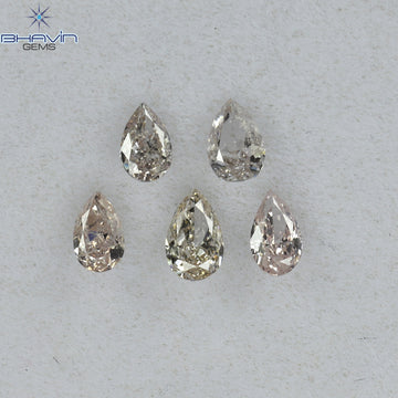 0.61 CT/6 ピース ペアシェイプ ナチュラル ダイヤモンド ミックス カラー VS2 クラリティ (3.97 MM)