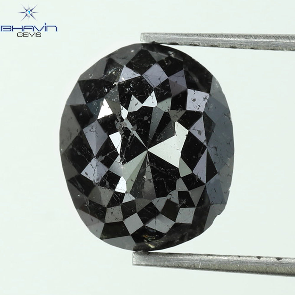 3.19 CT、オーバル シェイプ ナチュラル ルース ダイヤモンド Tited ブラック カラー、クラリティ I3 (9.32 MM)