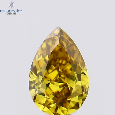 0.12 CT Pear Shape Natural Diamond Greenish Yellow Color VS1 Clarity (3.65 MM)