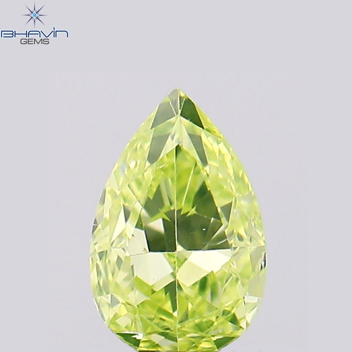 0.38 CT Natural Pear Diamond Enhanced Greenish Yellow Color Clarity VS1 (5.55 MM)