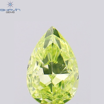 0.38 CT Natural Pear Diamond Enhanced Greenish Yellow Color Clarity VS1 (5.55 MM)