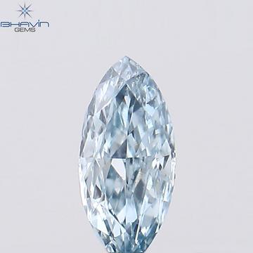0.15 CT Natural Marquise Diamond Enhanced Intense Blue Color Clarity VS2 (5.38 MM)