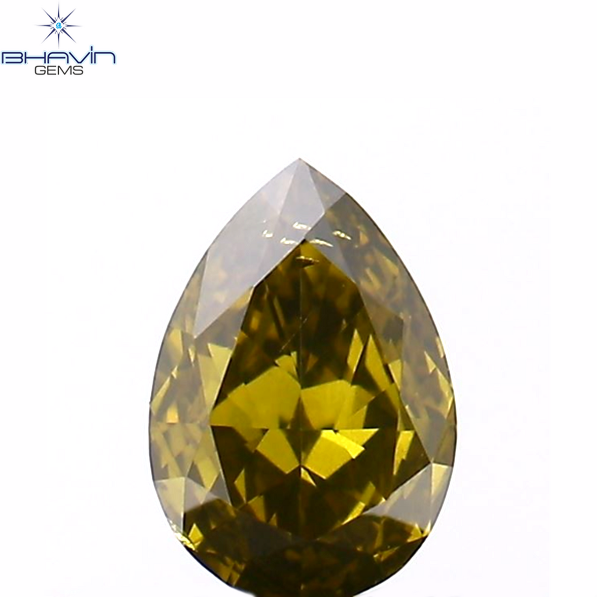 0.37 CT ペアシェイプ ナチュラル ダイヤモンド グリーンがかったブルー カラー VS1 クラリティ (6.00 MM)
