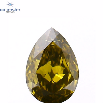 0.37 CT ペアシェイプ ナチュラル ダイヤモンド グリーンがかったブルー カラー VS1 クラリティ (6.00 MM)
