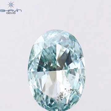 0.14 CT Natural Oval Diamond Enhanced Greenish Blue Color Clarity SI1 (4.07 MM)