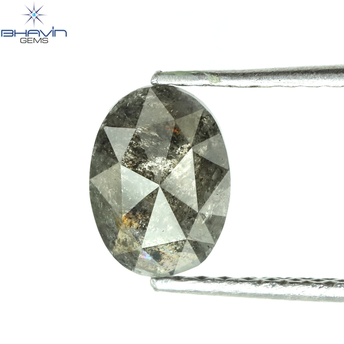 0.36 CT オーバルシェイプ ナチュラル ダイヤモンド ソルト アンド パッパー カラー I3 クラリティ (4.66 MM)