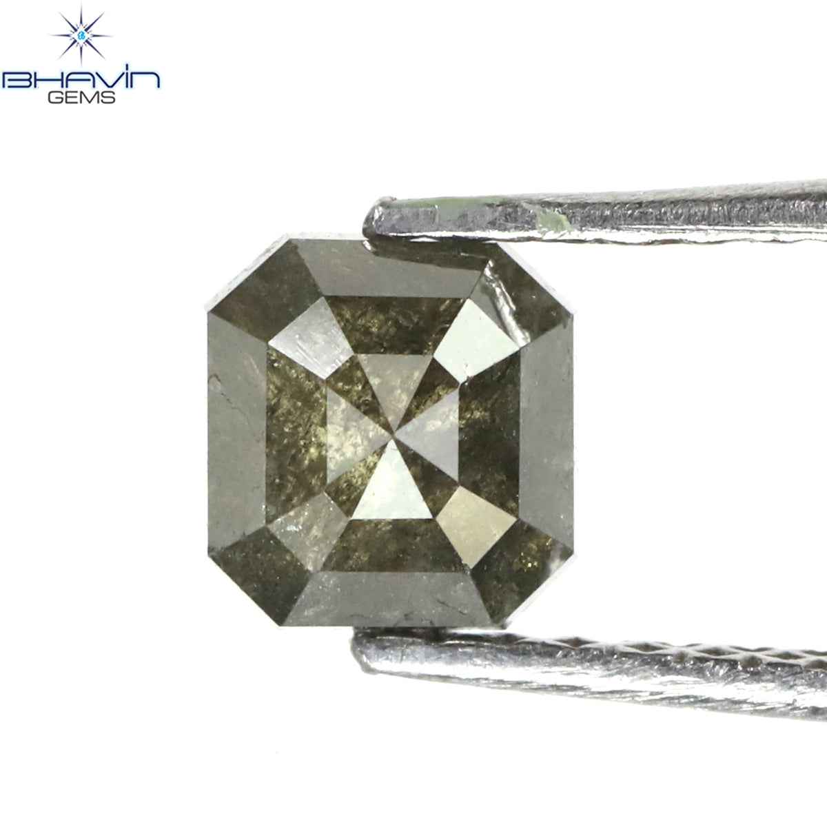 0.89 CT Natural Asscher Diamond Salt And Pepper Color Clarity I3 (5.10 MM)