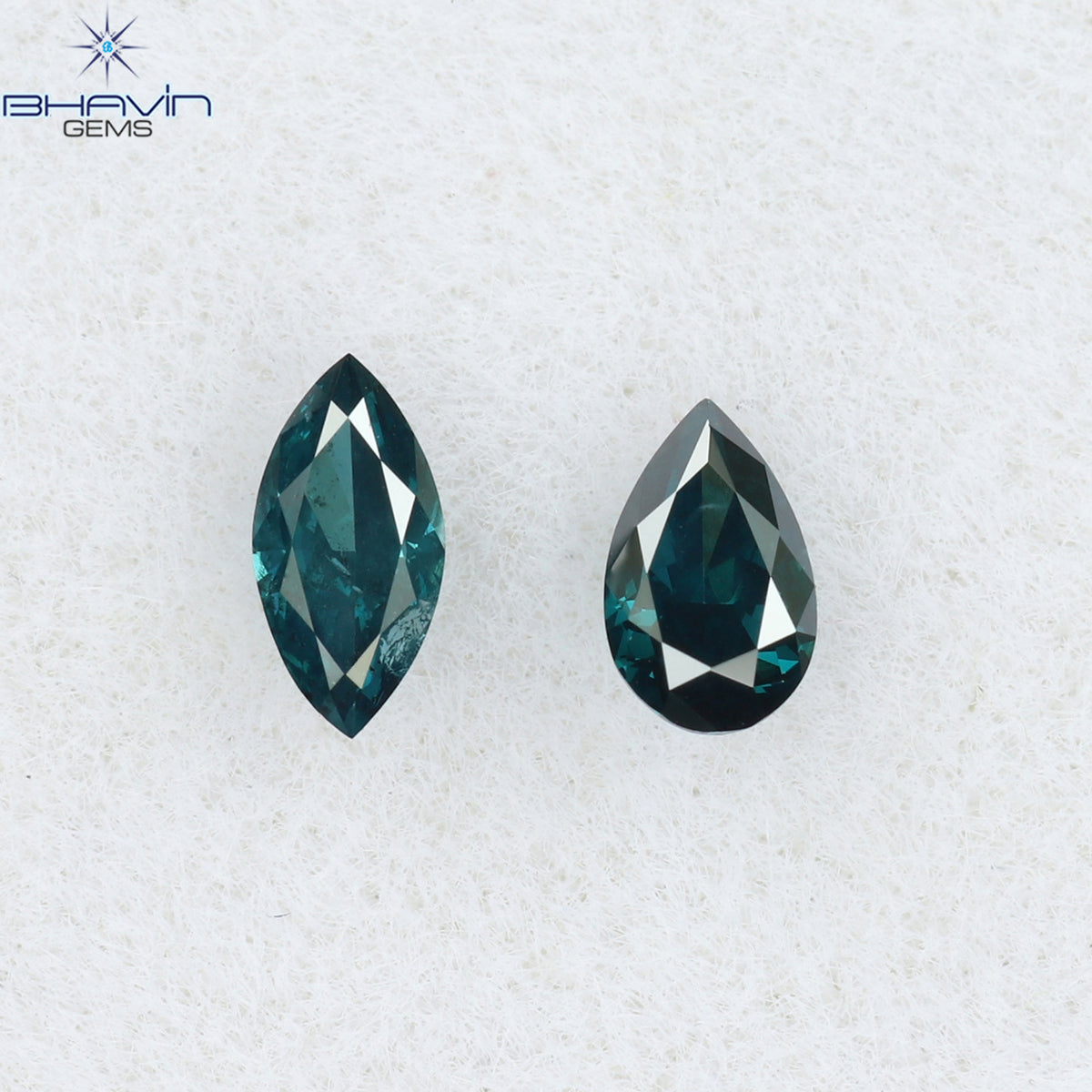 0.13 CT/2 ピース ミックス シェイプ ナチュラル ダイヤモンド ブルー カラー SI1 クラリティ (3.80 MM)