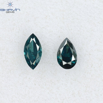 0.13 CT/2 ピース ミックス シェイプ ナチュラル ダイヤモンド ブルー カラー SI1 クラリティ (3.80 MM)