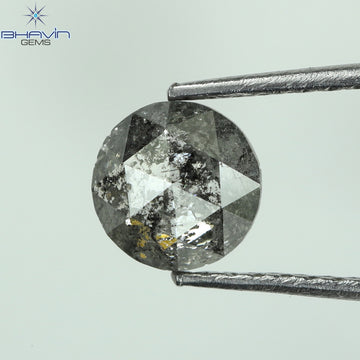 0.69 CT ラウンド ローズ カット シェイプ 天然ダイヤモンド ソルト アンド ペッパー カラー I3 クラリティ (5.76 MM)