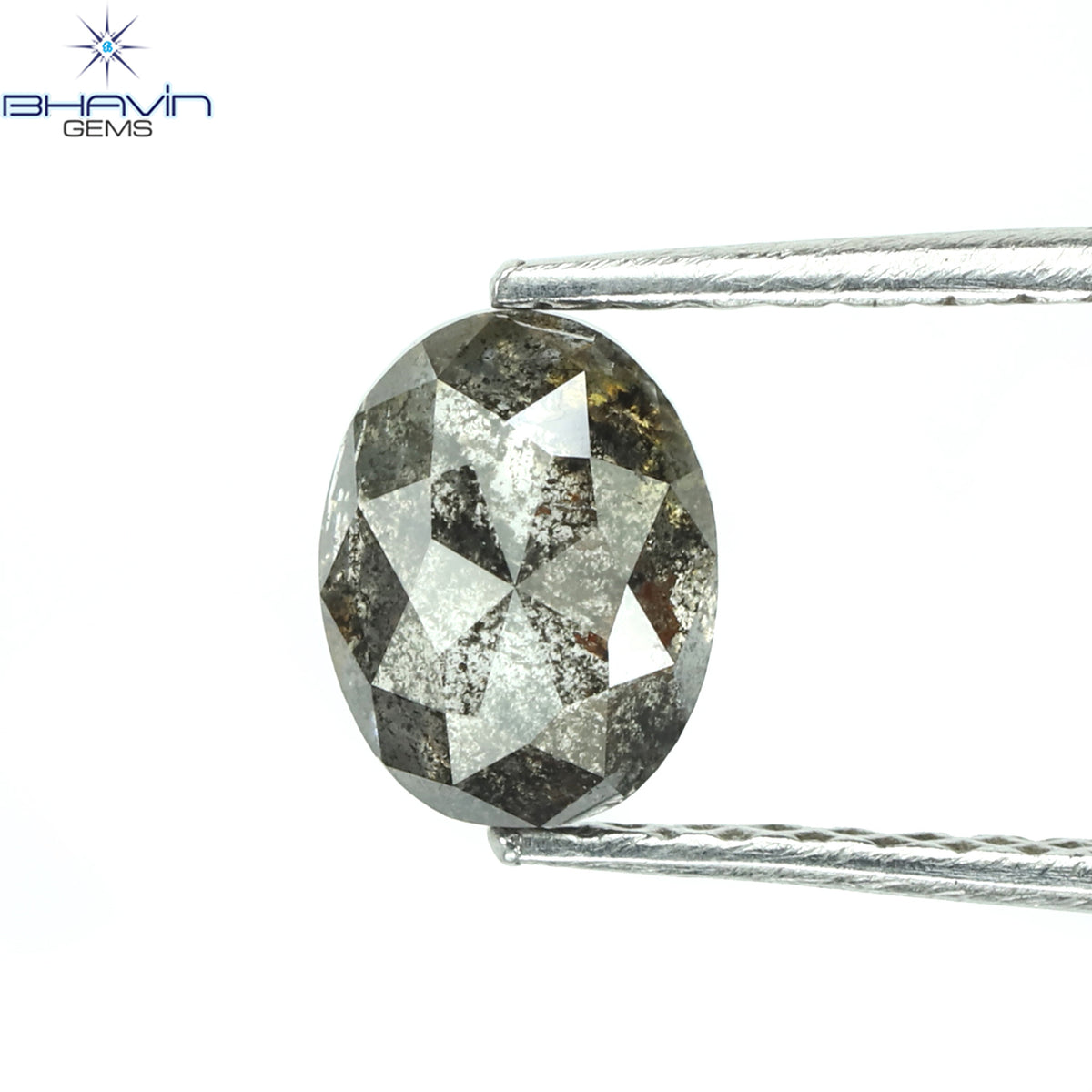 0.88 CT Natural Oval Diamond Salt and Pepper Color Clarity I3 (6.28 MM)