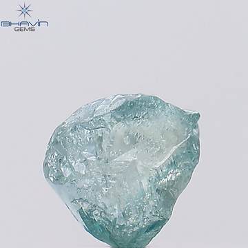 0.62 CT Rough Natural Diamond Enhanced Greenish Blue Color Clarity SI1 (5.37 MM)