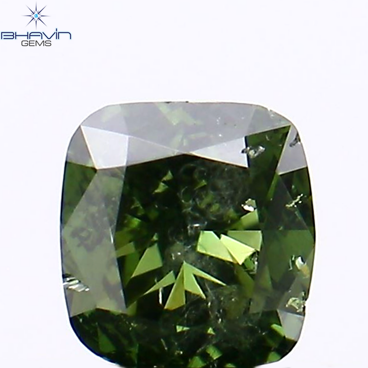 0.28 CT クッション シェイプ ナチュラル ルース ダイヤモンド 強化グリーン カラー SI2 クラリティ (3.68 MM)