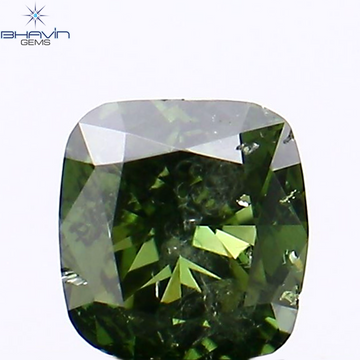 0.28 CT クッション シェイプ ナチュラル ルース ダイヤモンド 強化グリーン カラー SI2 クラリティ (3.68 MM)