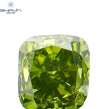 0.25 CT クッション シェイプ ナチュラル ルース ダイヤモンド エンハンスト グリーン カラー SI1 クラリティ (3.23 MM)